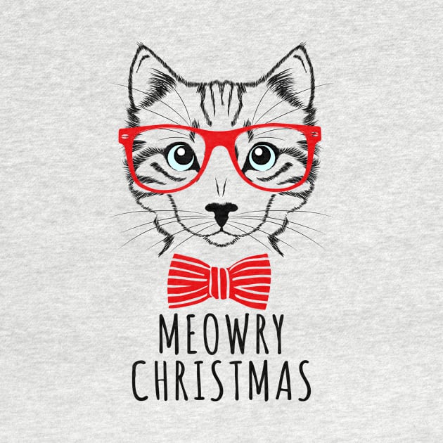 Meowry Christmas Hipster Cute Cat Lovers by andytruong